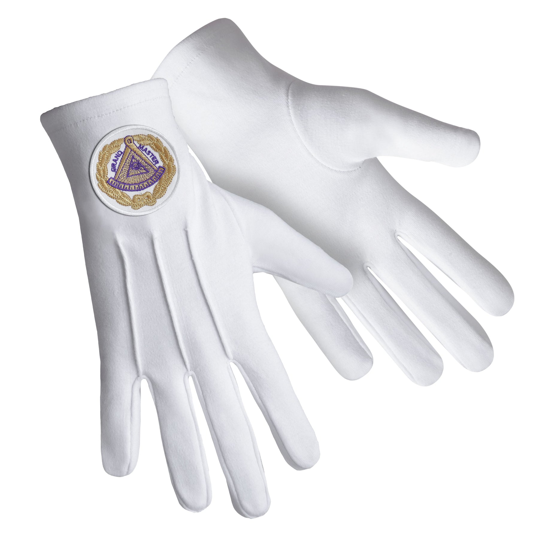 Grand Master Blue Lodge Glove - Pure Cotton With White Patch - Bricks Masons