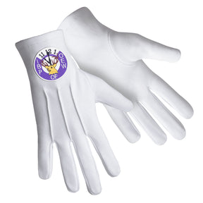 Order Of Elks Glove - White Cotton With Purple Emblem - Bricks Masons