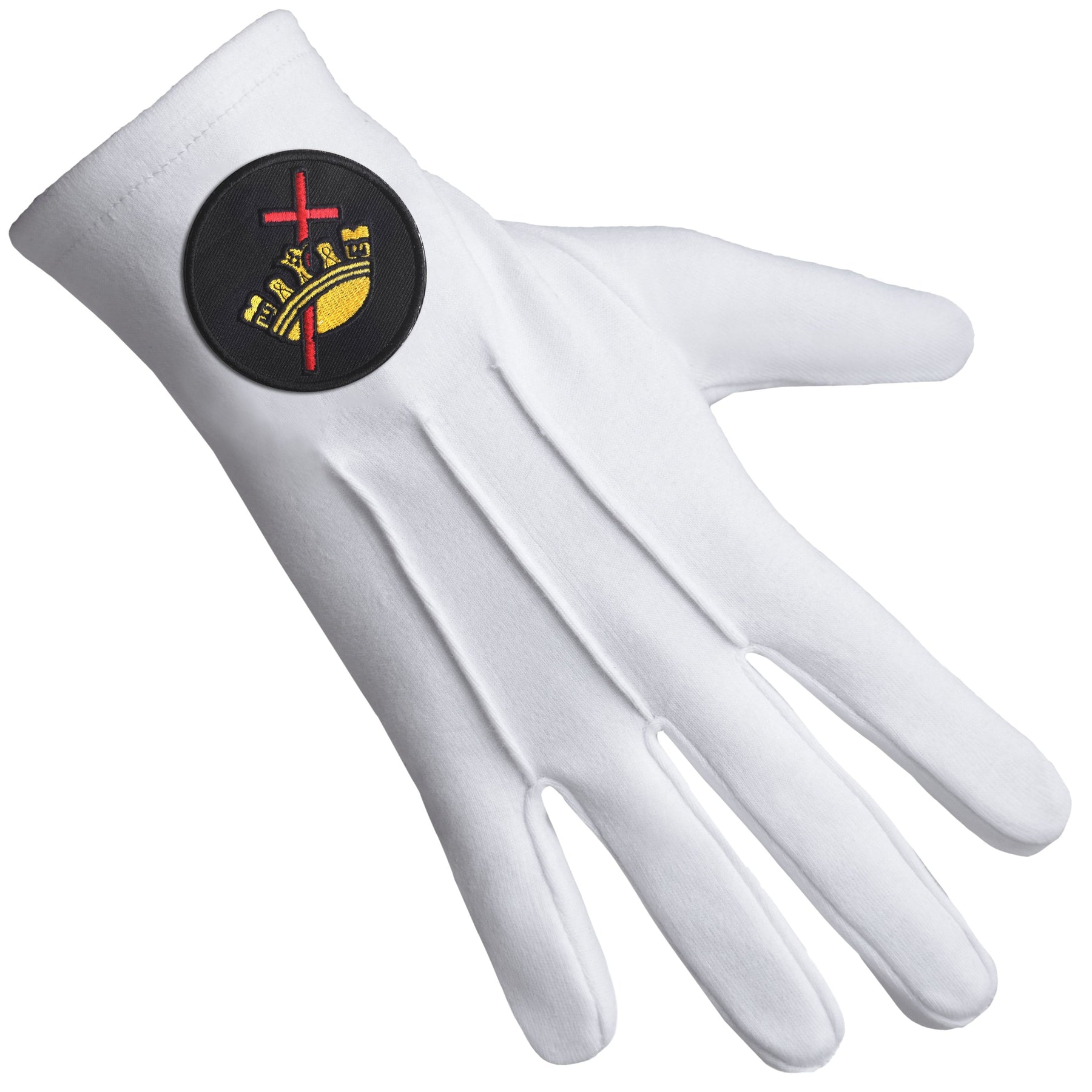 Knights Templar Commandery Glove - Pure Cotton With Black Patch - Bricks Masons