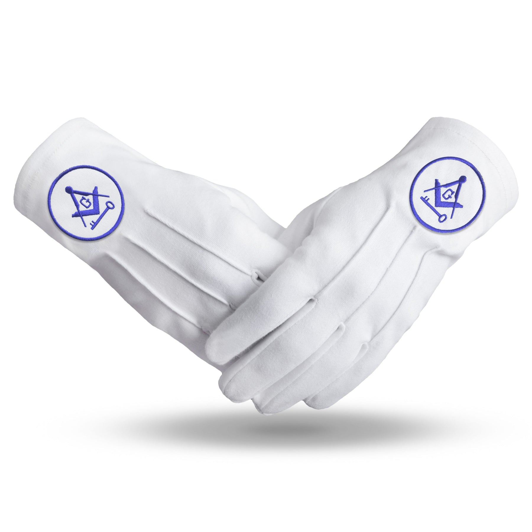 International Masons Glove - Cotton With Square And Compass G & Key - Bricks Masons