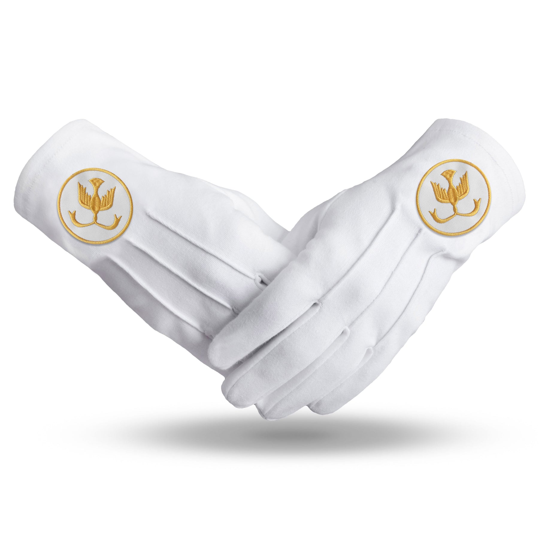 The Order Of The Golden Circle PHA Glove - White Cotton With Gold Emblem - Bricks Masons