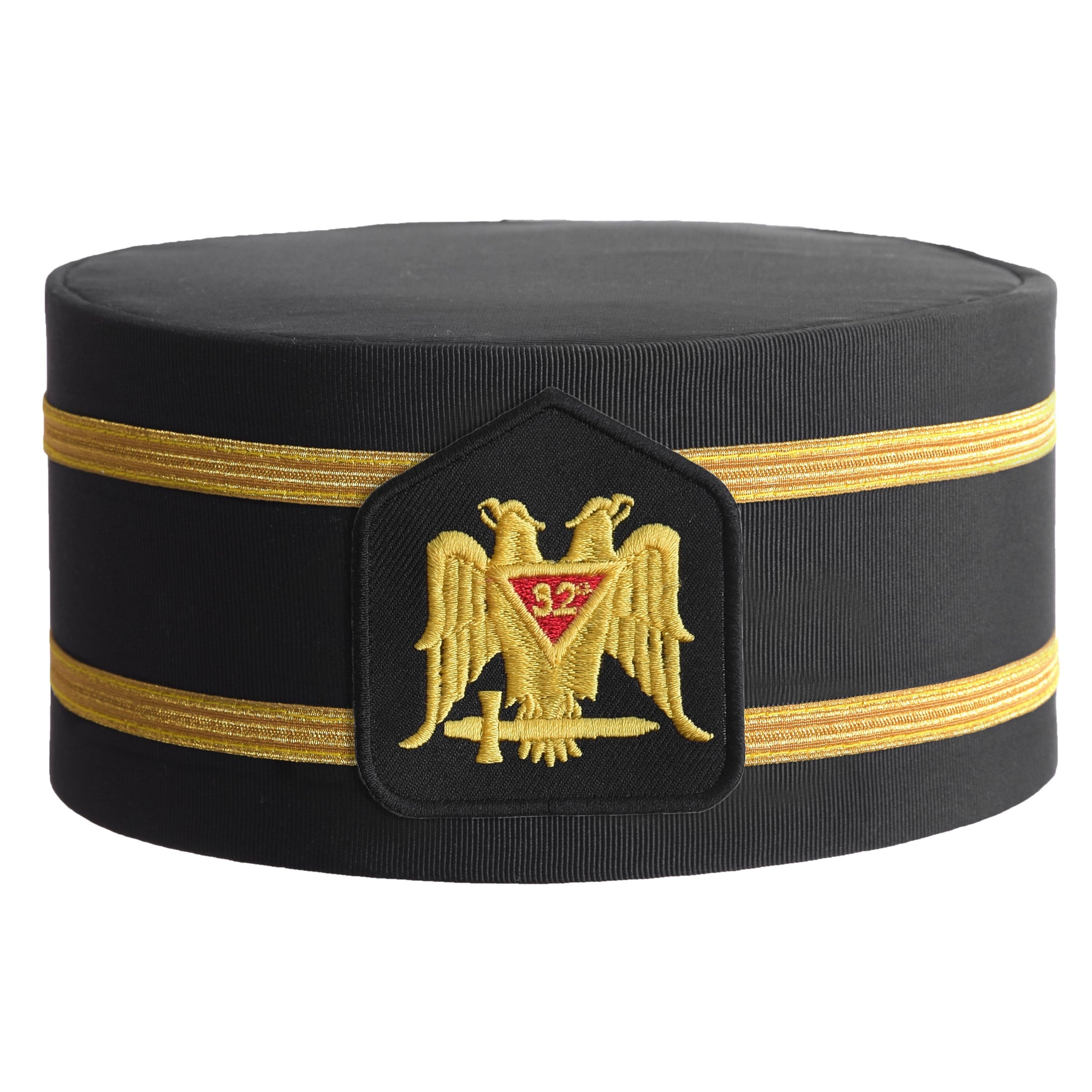 32nd Degree Scottish Rite Crown Cap - Black Rayon With Double Braid - Bricks Masons