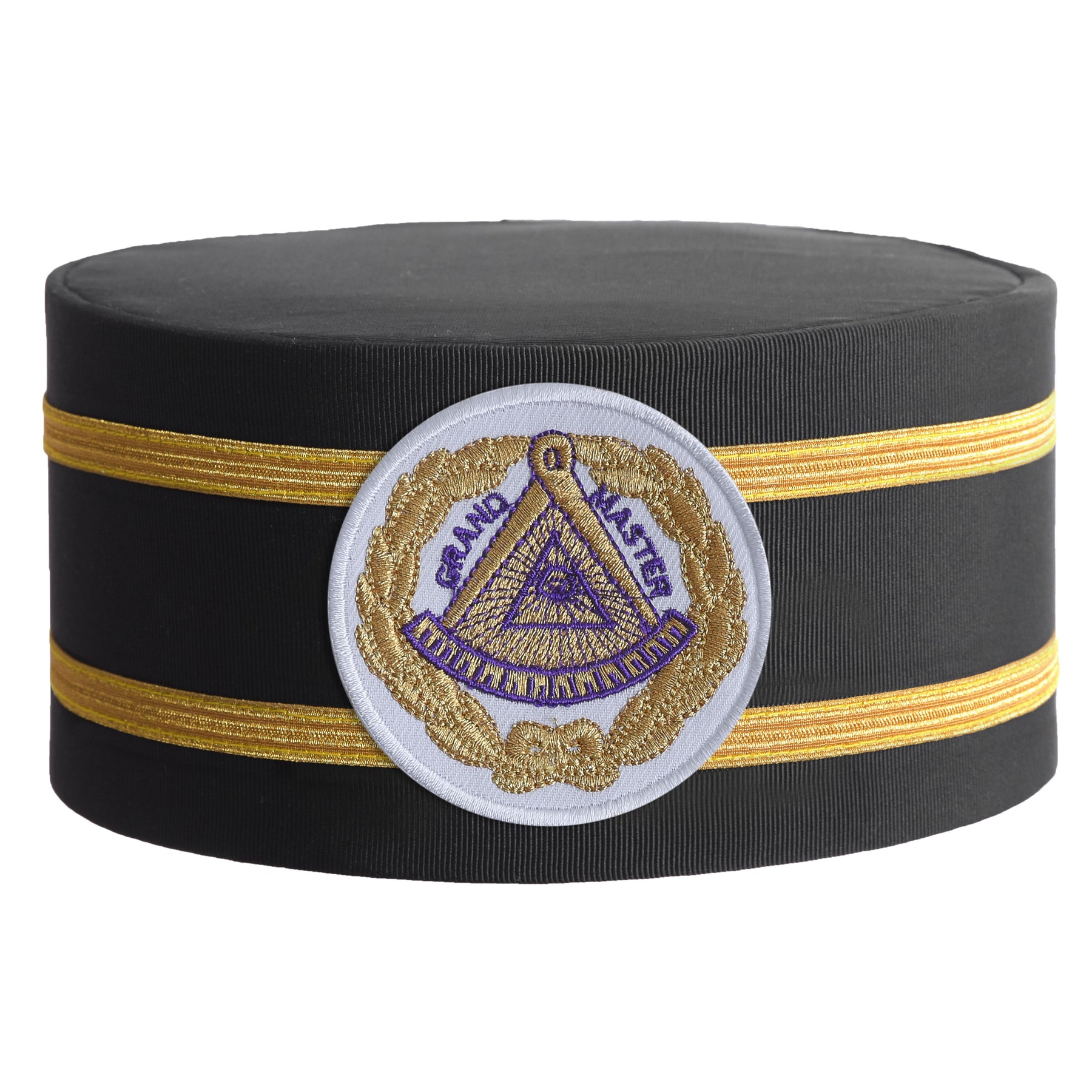 Grand Master Blue Lodge Crown Cap - Black Patch With Two Braids - Bricks Masons