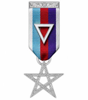 Excellent Master Royal & Select Masters Breast Jewel - Multicolor Ribbon with Silver Finish Six-Pointed Star Pendant - Bricks Masons