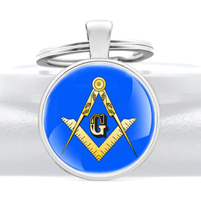 Master Mason Blue Lodge Keychain - Zinc Alloy Blue & Yellow - Bricks Masons