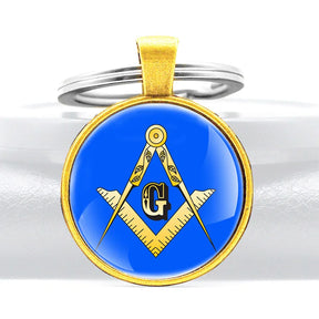 Master Mason Blue Lodge Keychain - Zinc Alloy Blue & Yellow - Bricks Masons