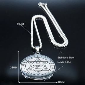 Ancient Israel Necklace - Pentacle Key Of Solomon Seal Stainless Steel - Bricks Masons