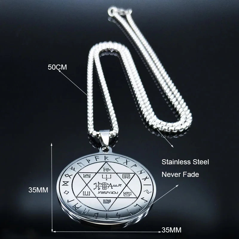 Ancient Israel Necklace - Pentacle Key Of Solomon Seal Stainless Steel - Bricks Masons