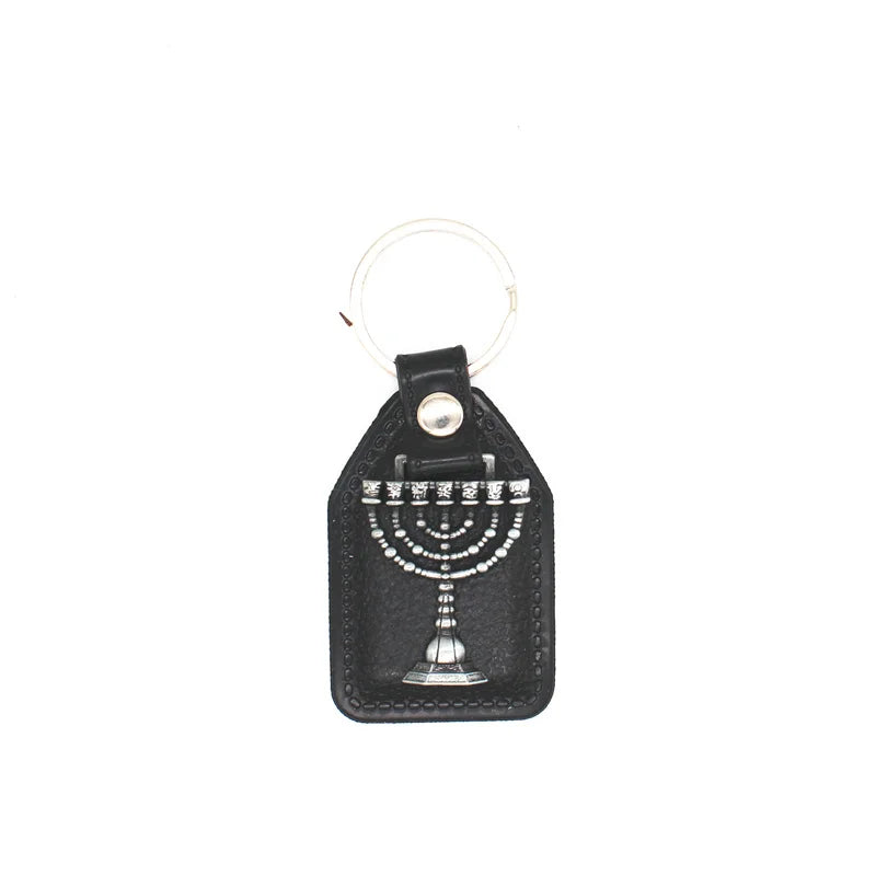 Ancient Israel  keychain - Leather Keychain Menorah - Bricks Masons