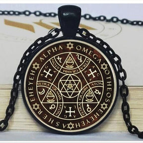 Ancient Israel Necklace - Key of Solomon Round Pendant Necklace - Bricks Masons