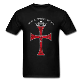 Knights Templar Commandery T-shirt - Printed Black Red Pattern - Bricks Masons