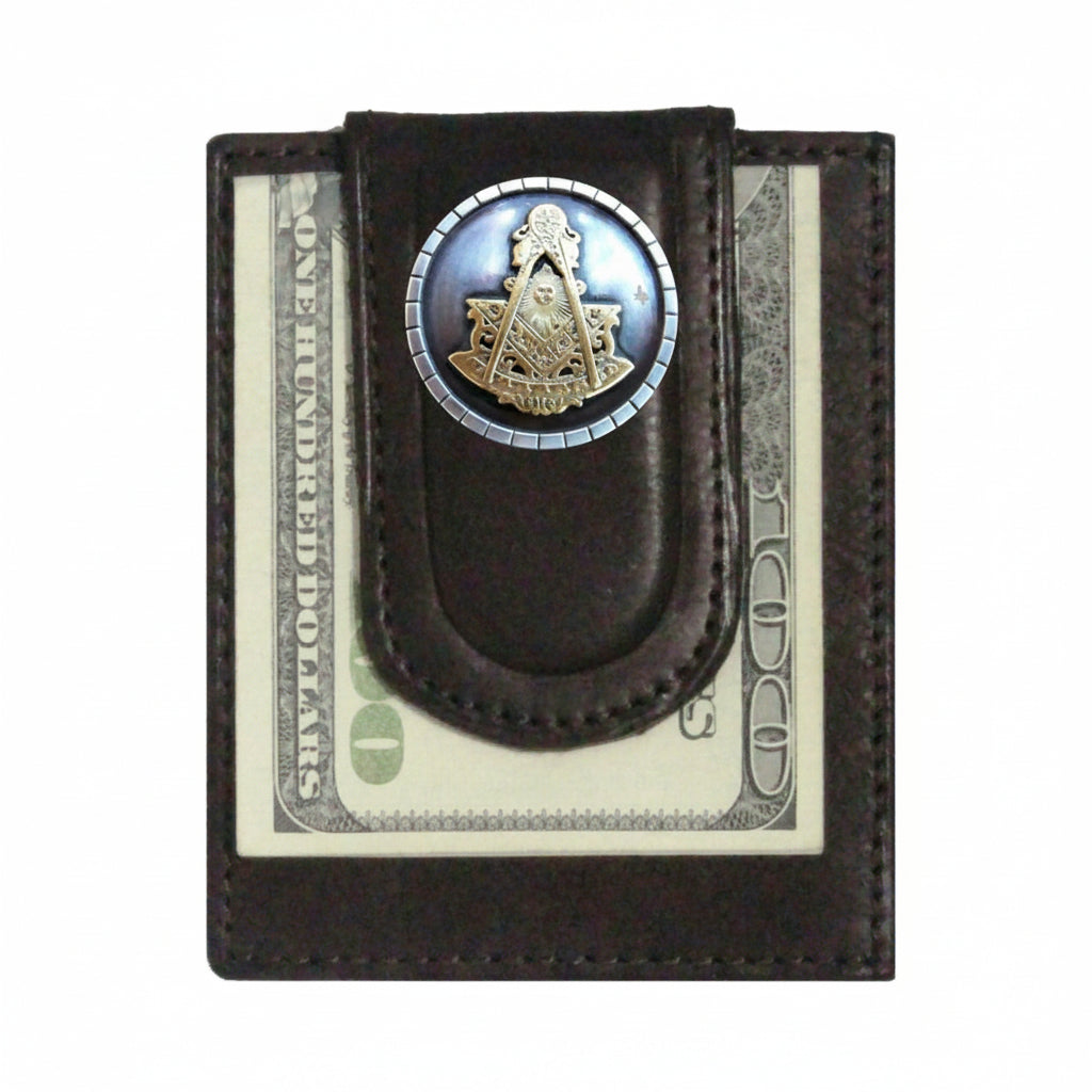 Past Master Blue Lodge Wallet - Black & Brown Colors With Money Clip
