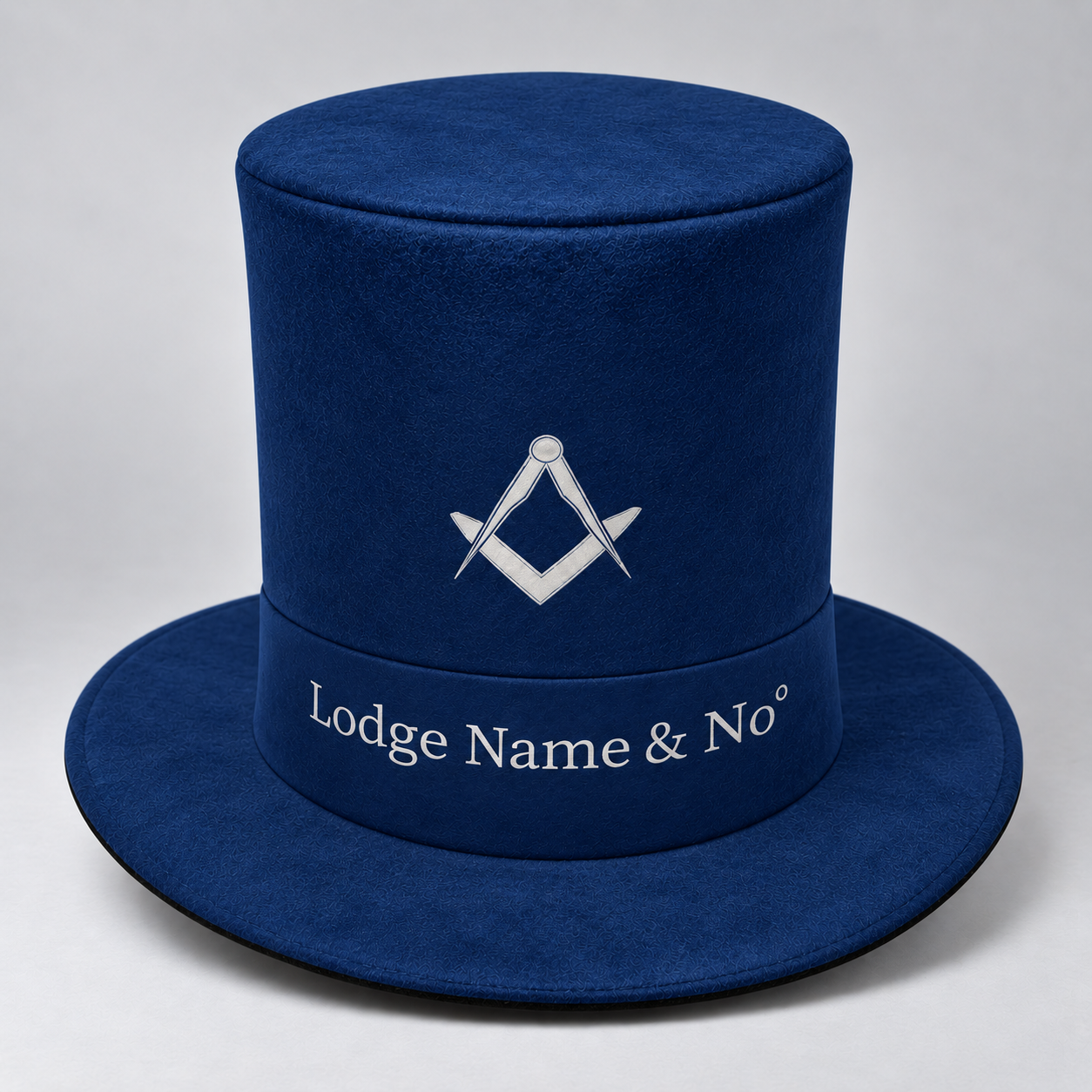 Master Mason Blue Lodge Novelty Hat  - Blue Velvet White Square & Compass With Customization - Bricks Masons