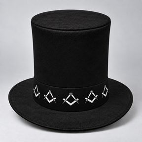 Master Mason Blue Lodge Novelty Hat - Tallest Hat In The Lodge Black Velvet With White S & C - Bricks Masons