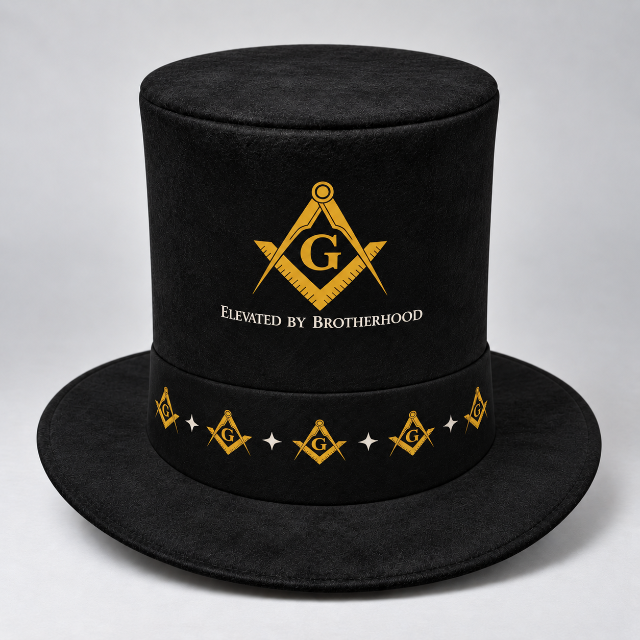 Master Mason Blue Lodge Novelty Hat - Elevated By Brotherhood Black Velvet With Gold S & C - Bricks Masons
