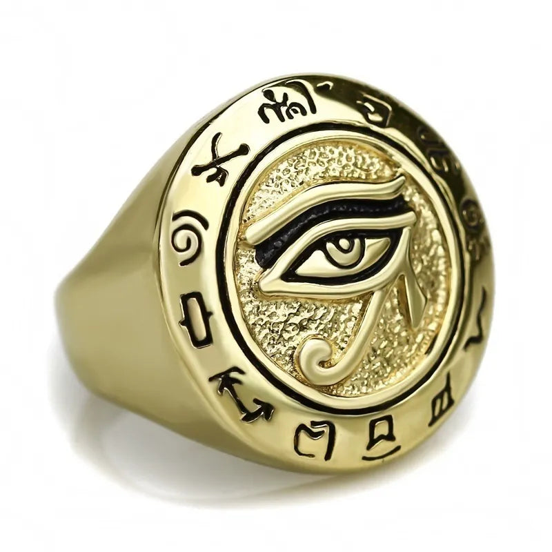Ancient Egypt Ring - Eye of Horus Plated Zinc Alloy - Bricks Masons