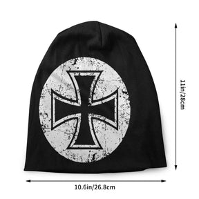 Knights Templar Commandery Beanie - Printed Black & White Cross Emblem - Bricks Masons