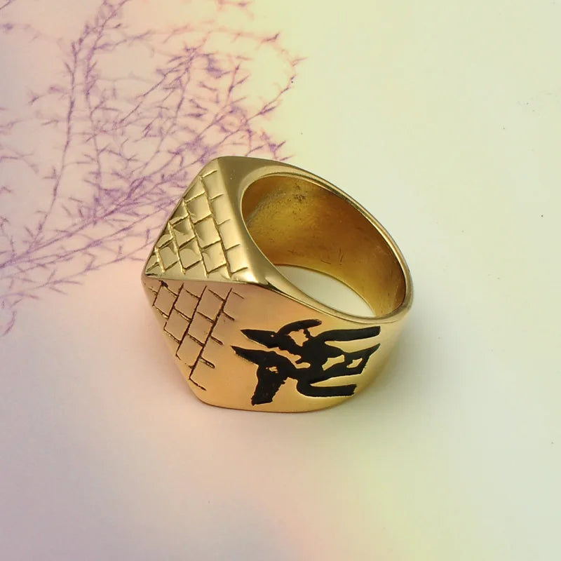 Ancient Egypt Ring - Gold Pyramid Stainless Steel - Bricks Masons