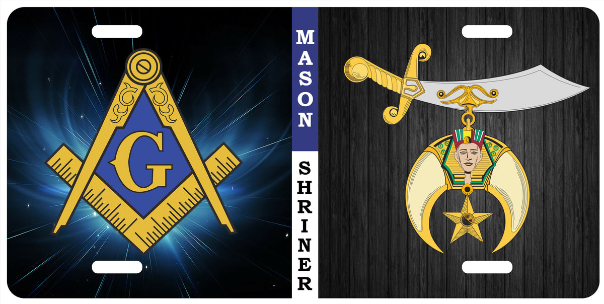 Shriners Master Mason Blue Lodge License Plate Frame - Lightweight  Aluminium Black Color - Bricks Masons