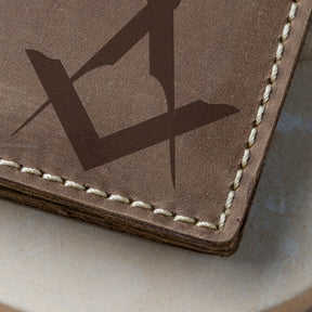 Master Mason Blue Lodge Wallet - Handmade Leather - Bricks Masons