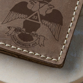 33rd Degree Scottish Rite Wallet - Wings Down Handmade Leather