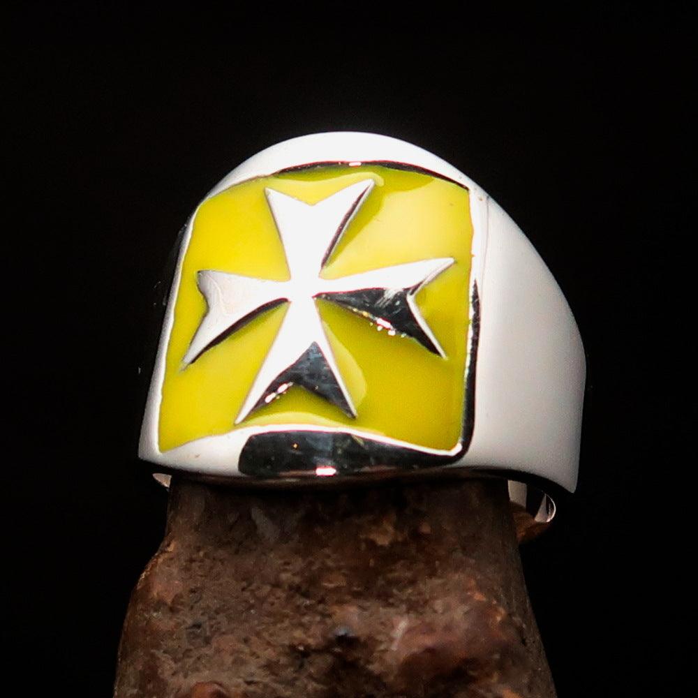 Order of Malta Commandery Ring - Yellow Cross Sterling Silver