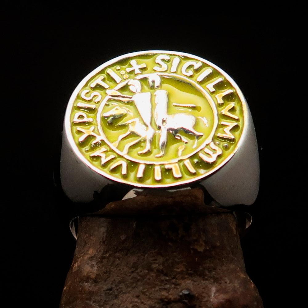 Knights Templar Commandery Ring - Yellow Sigillum MilItum XPISTI Sterling Silver