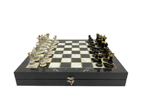 Shriners Chess Set - Black Marble Pattern - Bricks Masons