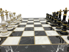 32nd Scottish Rite Chess Set - Wings Down Black Marble Pattern - Bricks Masons