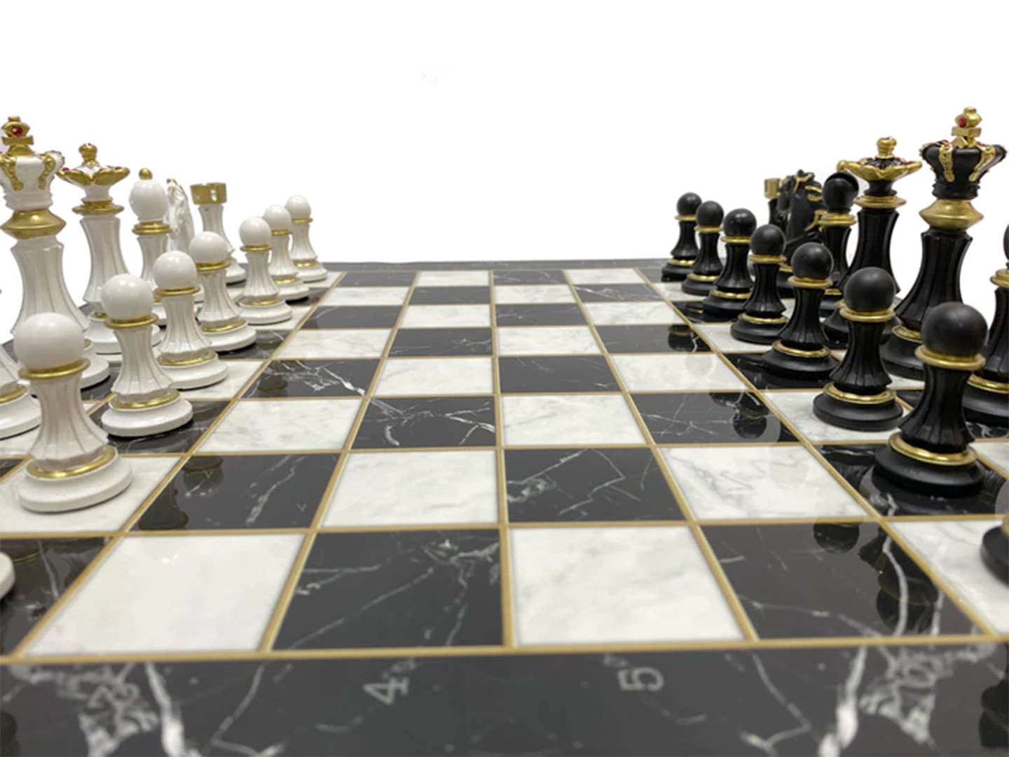 OES Chess Set - Black Marble Pattern - Bricks Masons