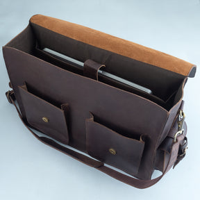 Past Master Blue Lodge Briefcase - Handmade Leather - Bricks Masons