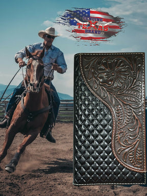 OES Wallet - Nocona Black & Cherry Floral Long Rodeo