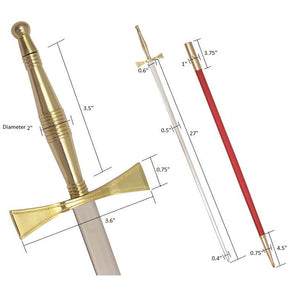 Masonic Sword - Gold Hilt and Red Scabbard