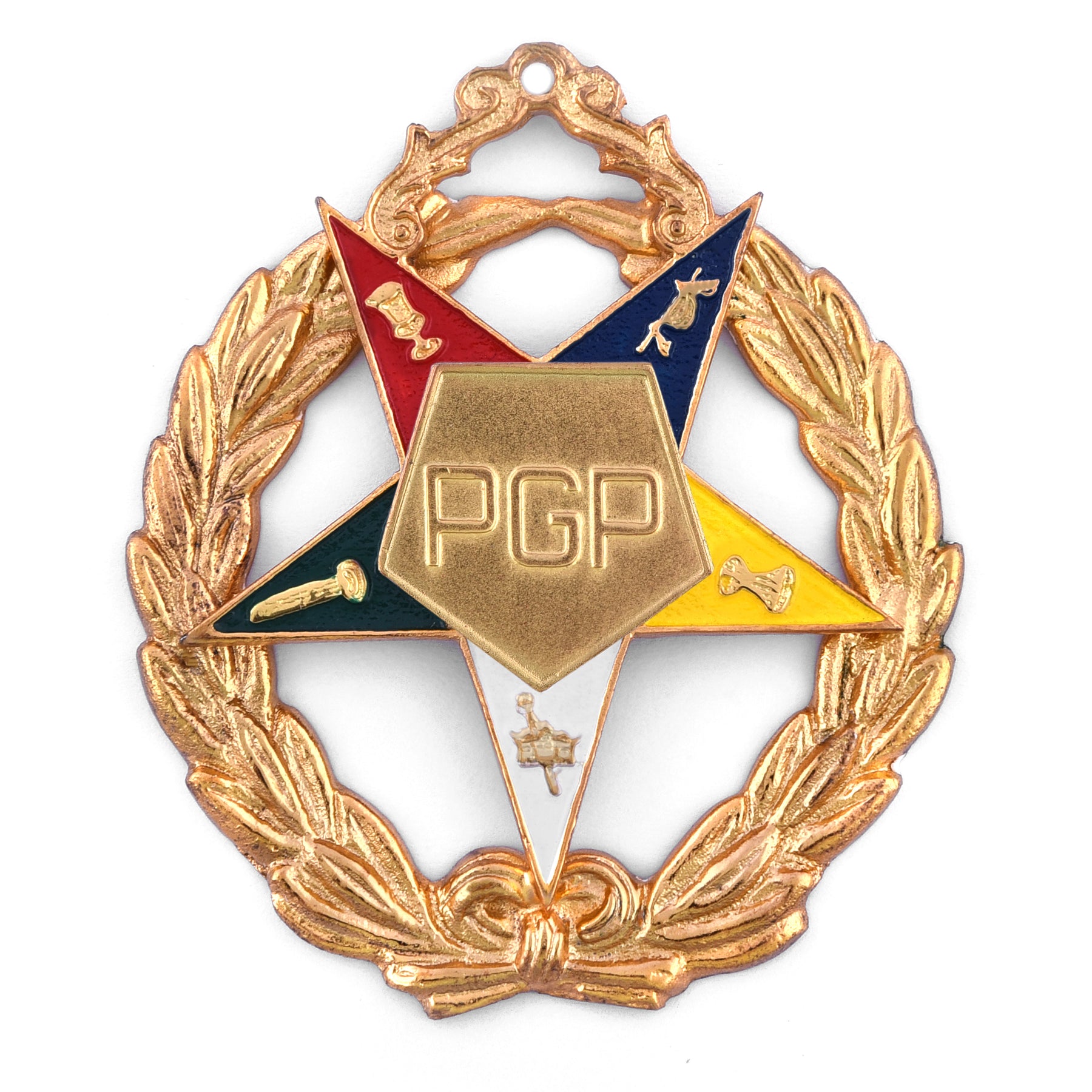 Past Grand Patron OES Officer Collar Jewel - Gold Plated - Bricks Masons