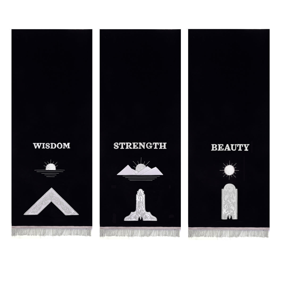 Officers Blue Lodge Pedestal Cover - Set of 3 Strength Beauty Wisdom