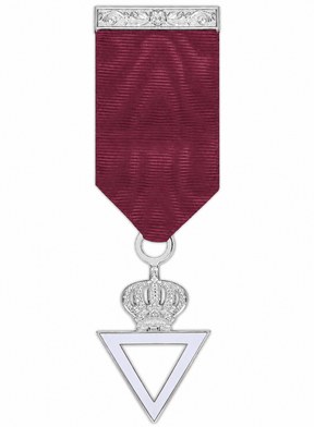 Member Royal & Select Masters Breast Jewel - Maroon Ribbon with Silver Plated Crown & Triangle Penda - Bricks Masons