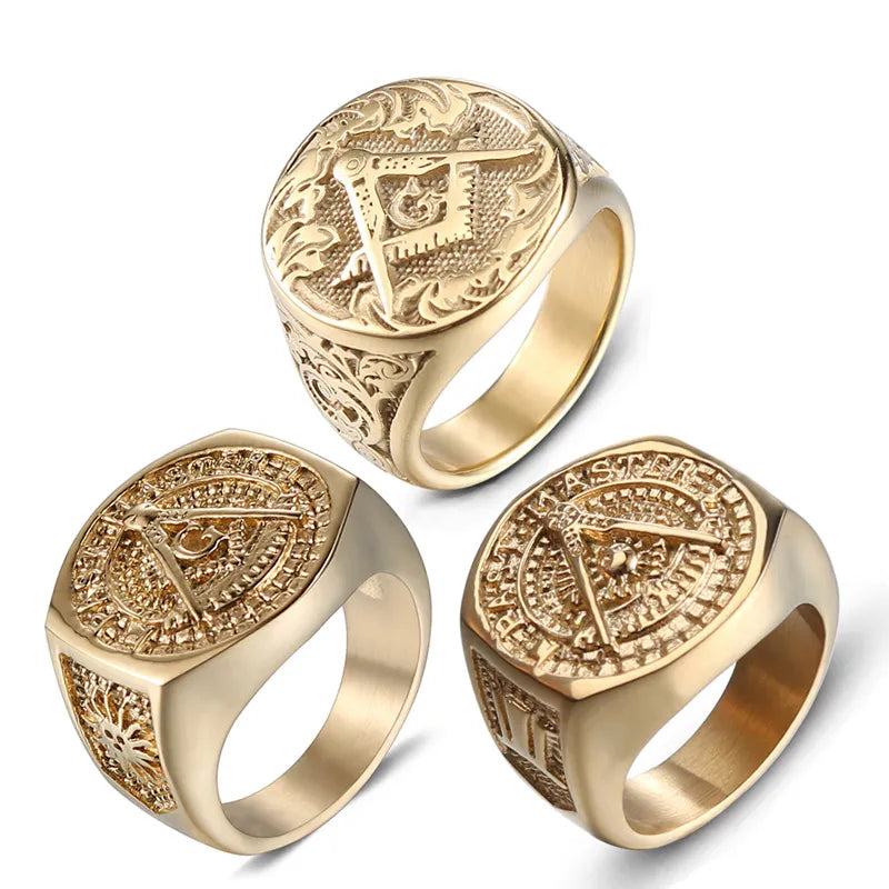 Master Mason Blue Lodge Ring - Vintage Gold Plating Square and Compass ...