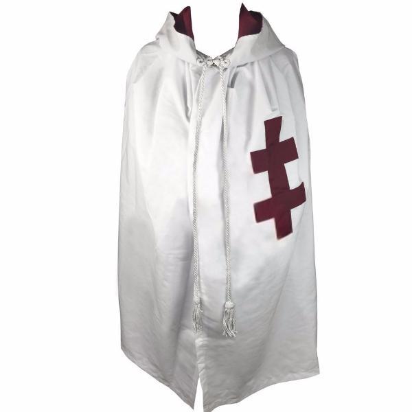 Knights Templar English Regulation Mantle - Cotton & Wool Fabric with Maroon Cross - Bricks Masons