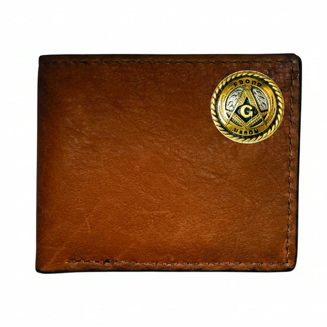 Master Mason Blue Lodge Wallet - Handcrafted Buffalo Leather Bison Bifold