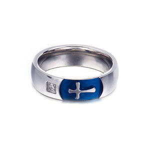 Knights Templar Commandery Ring - Blue With Simple Cross - Bricks Masons