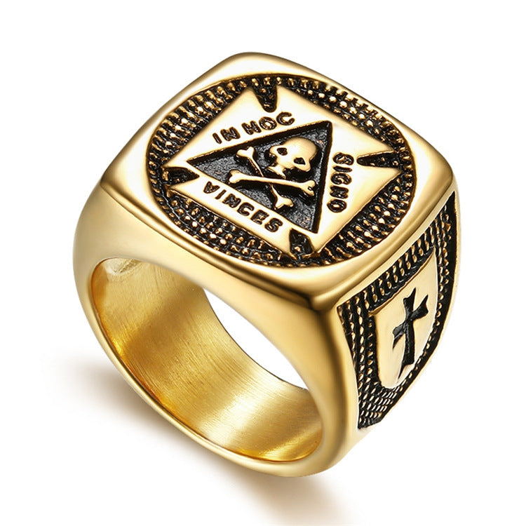 Knights Templar Commandery Ring - Gold IN HOC VINCES SIGNO - Bricks Masons