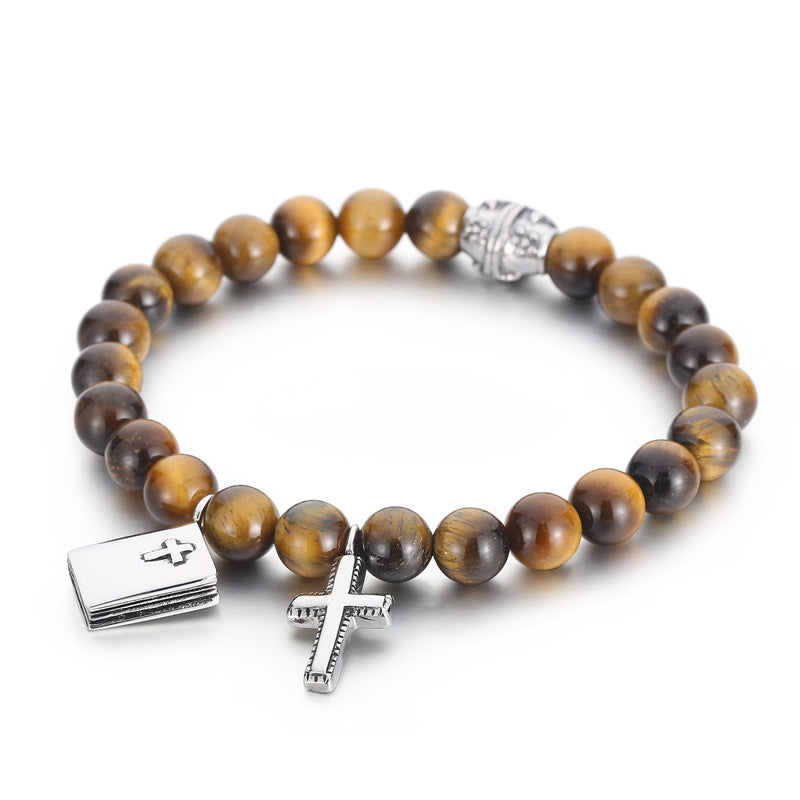 Knights Templar Commandery Bracelet - Silver & Brown Cross Onyx ...