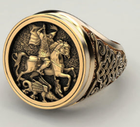 Knights Templar Commandery Ring - Gold Plated Knight - Bricks Masons
