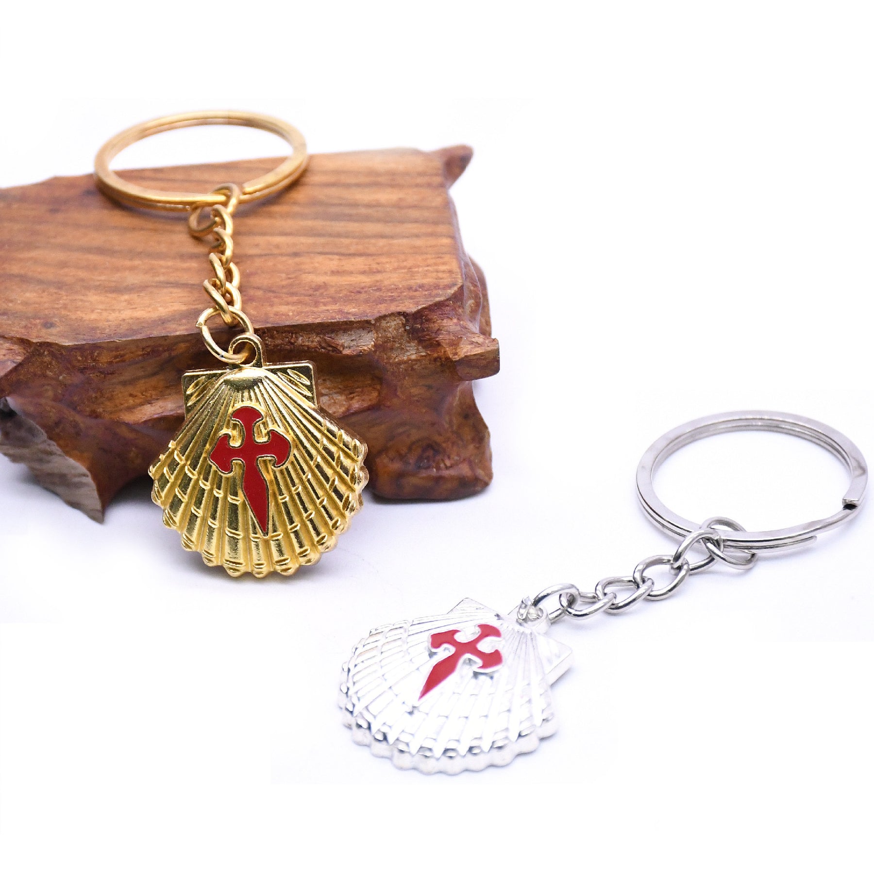 Knights Templar Commandery Keychain - Silver Cross Shell Cross Pendant - Bricks Masons