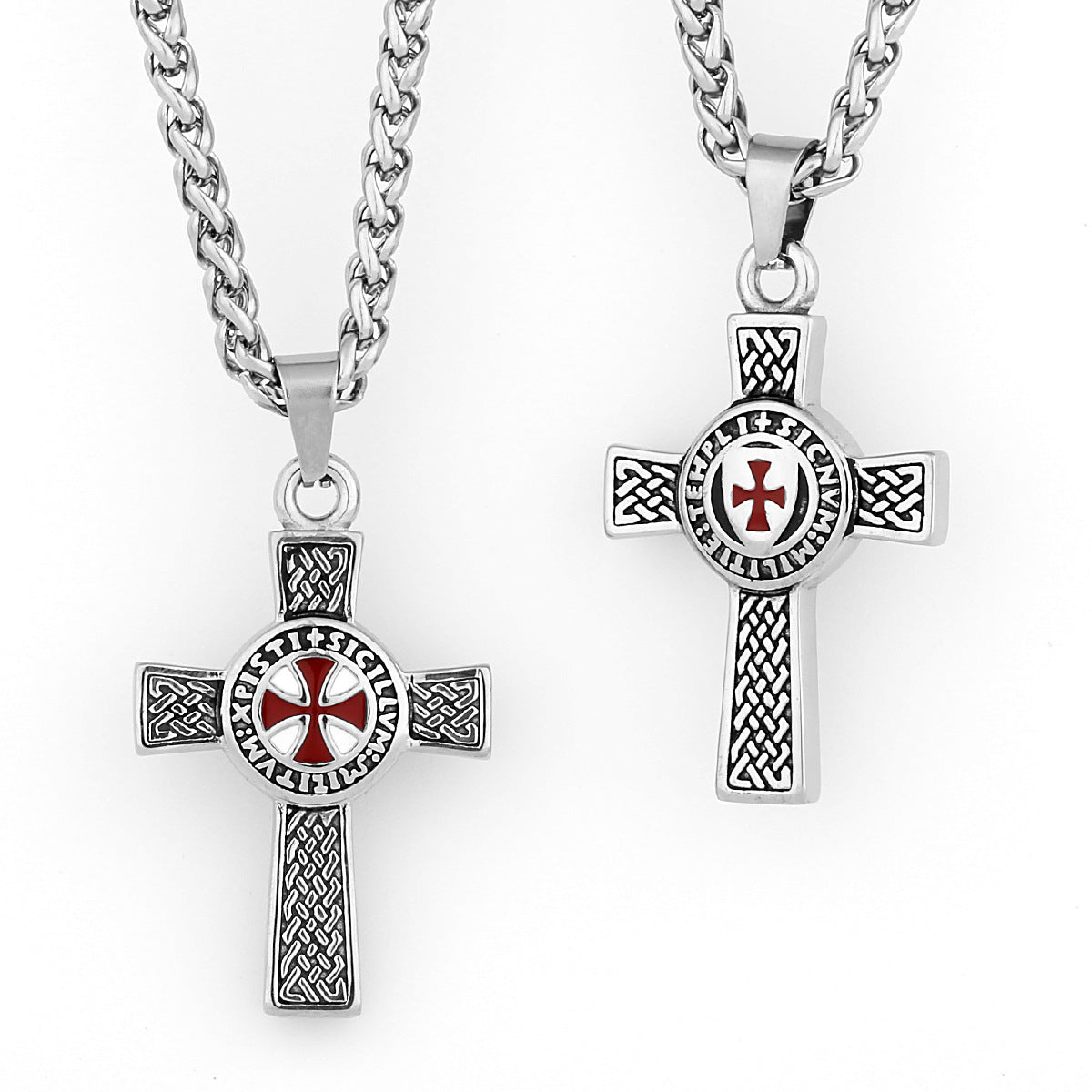 Knights Templar Commandery Necklace - Celtic Knot Red Cross Pendant - Bricks Masons