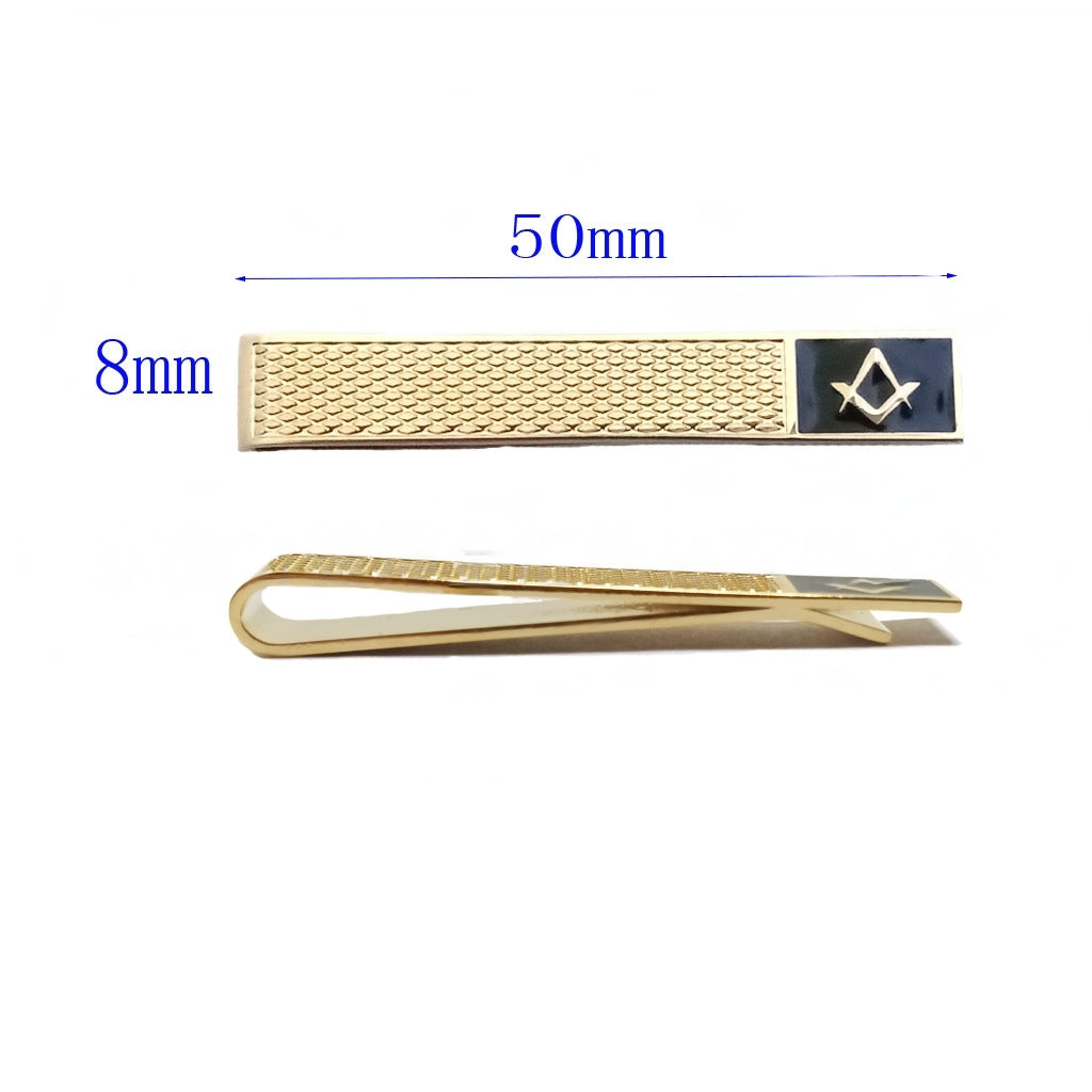 Master Mason Blue Lodge Tie Clip - Square & Compass In Gold - Bricks Masons
