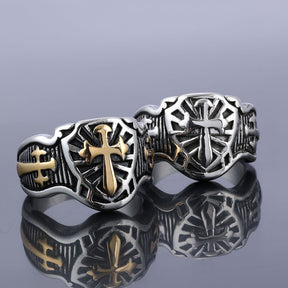 Knights Templar Commandery Ring - Gold Armor Shield Cross Sword - Bricks Masons