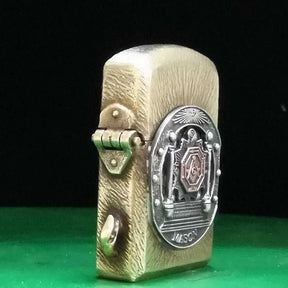 Master Mason Blue Lodge ZIPPO Lighter - Gold Square & Compass G Antique Handmade Copper Lighter - Bricks Masons