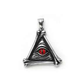 Eye Of Providence Pendant - Black Stainless Steel Red All Seeing Eye - Bricks Masons