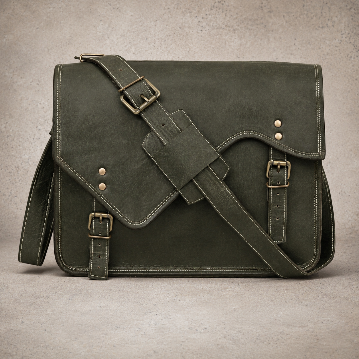 Past Master Blue Lodge Briefcase - Full-grain Buffalo Leather With Antique Brass Buckles
